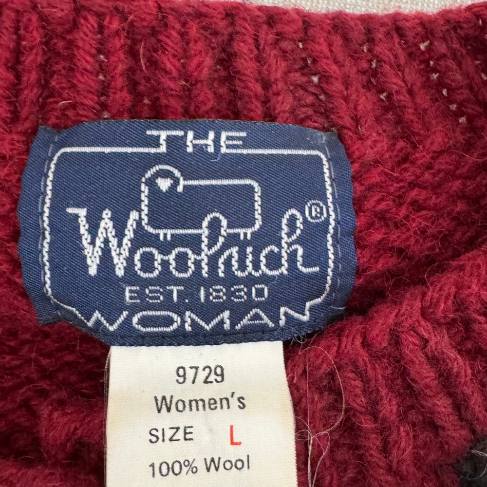 Vintage Woolrich Cardigan Sheep Design Women's Large‎ Red/Gray - Picture 6 of 9